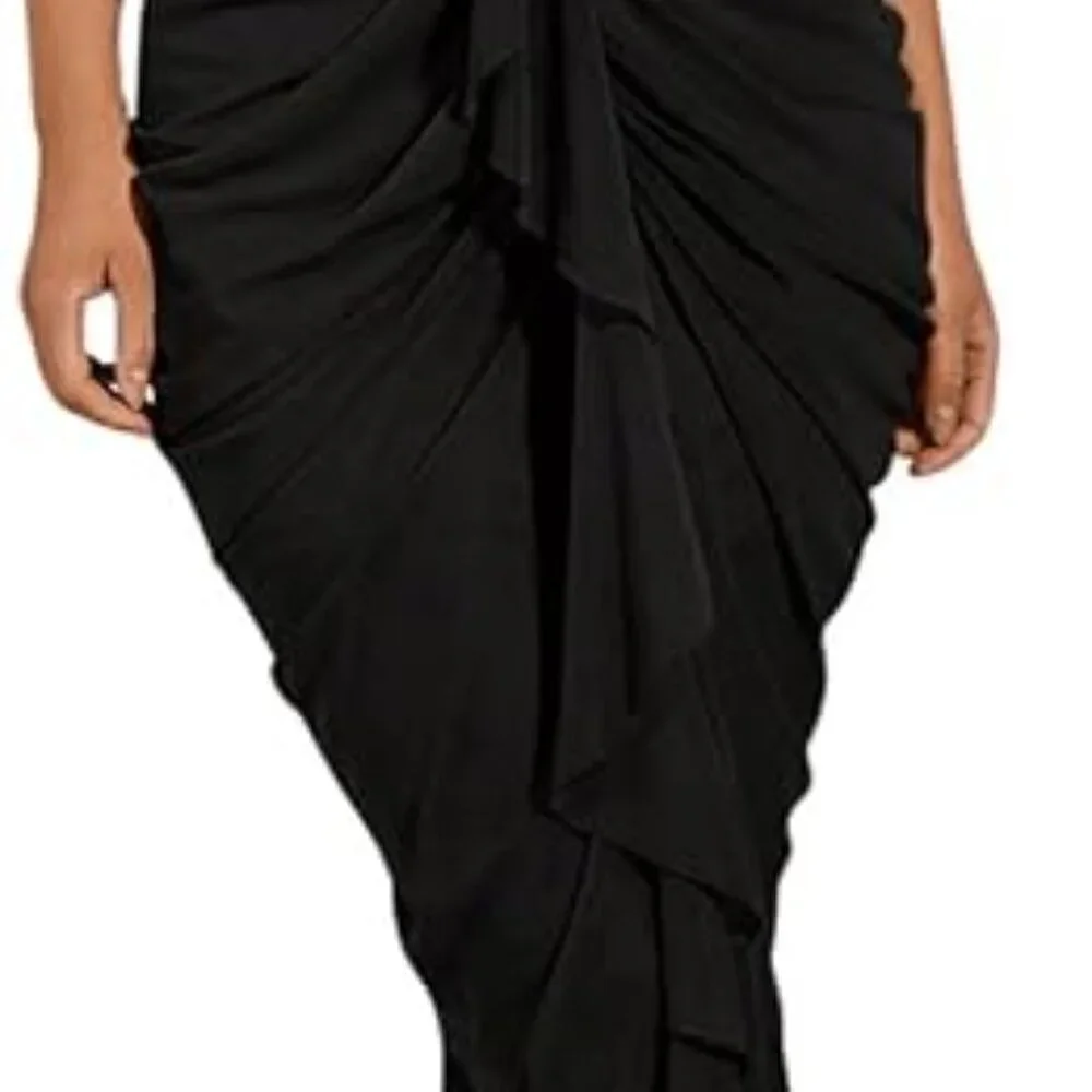 🖤 NWT Black Sweetheart Ruched Maxi Dress – XS